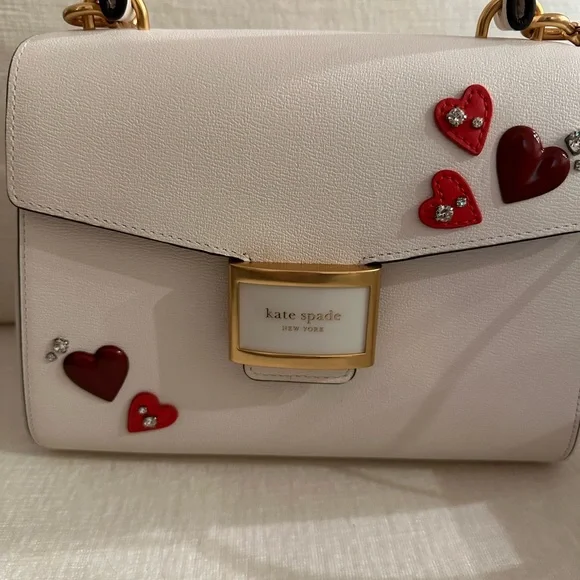 NEW kate spade new york katy heart embellished small top handle bag valentines